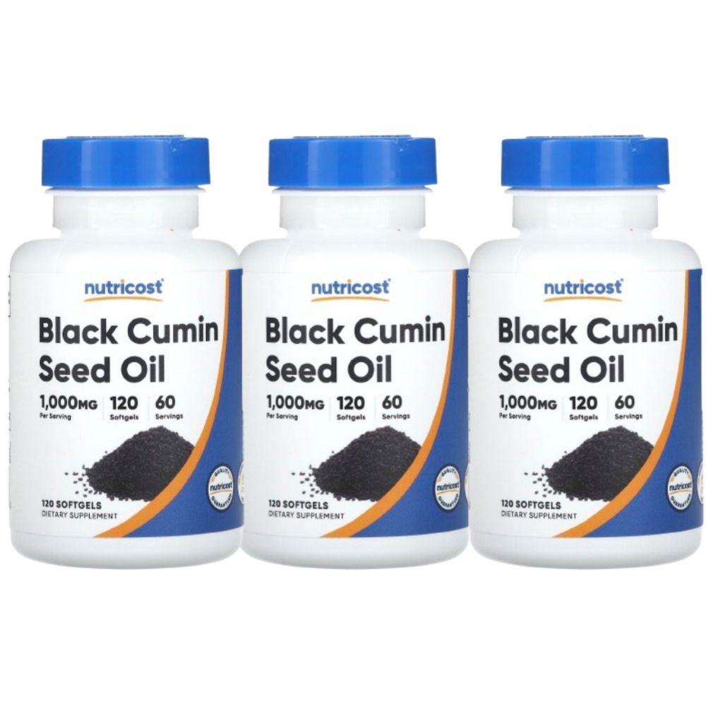 [해외] 뉴트리코스트 블랙 커민 씨 오일 Black Cumin Seed 1000mg 120소프트젤 3개