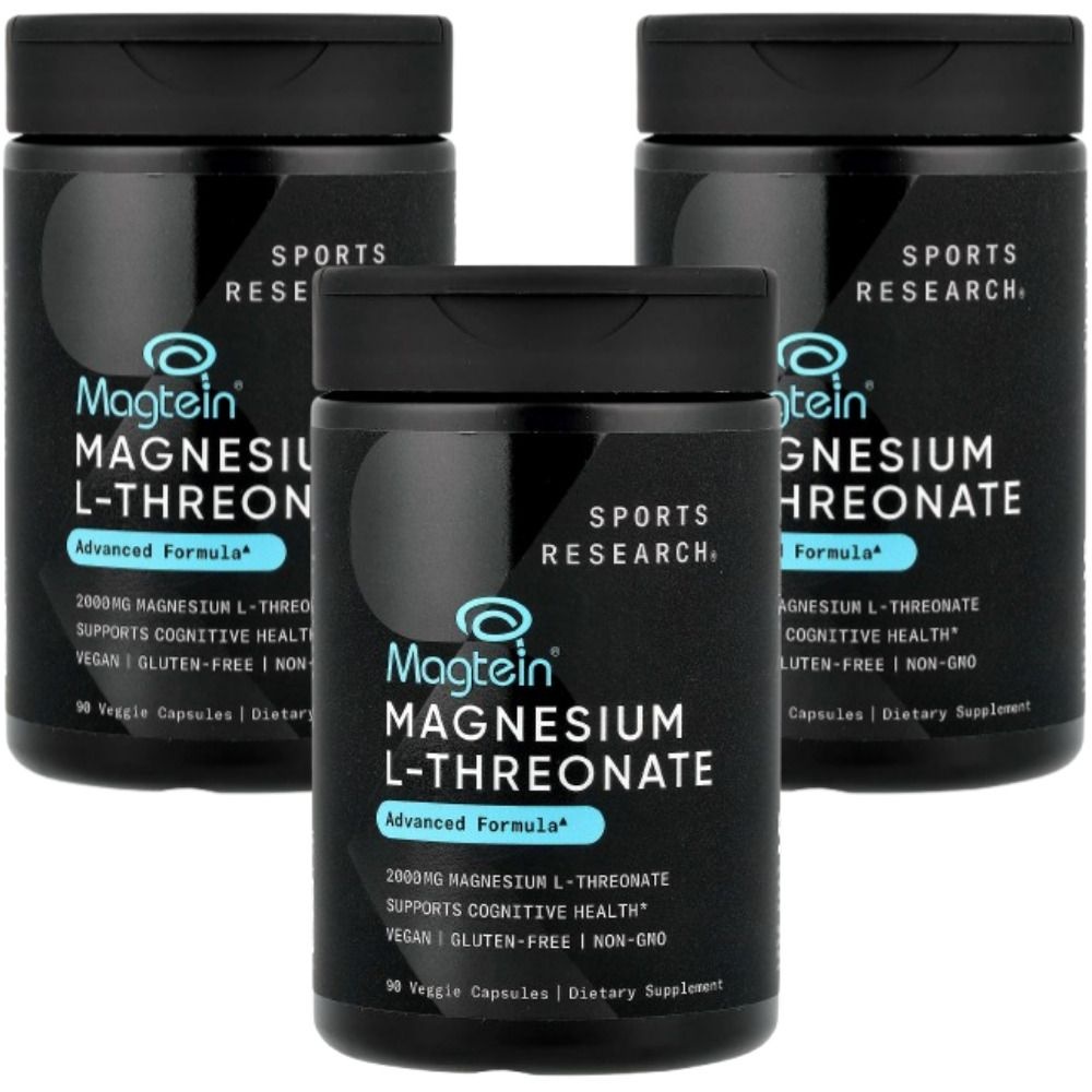 스포츠리서치 마그네슘 L-트레오네이트 Magnesium L-Threonate 2000mg 90정 3개