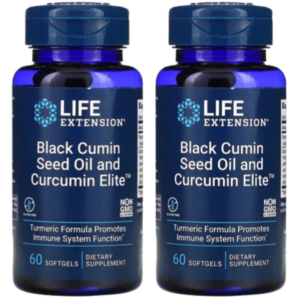 [해외] 라이프익스텐션 블랙 커민 씨드 오일 커큐민 엘리트 Black Cumin Seed Curcumin Elite 60정 2개