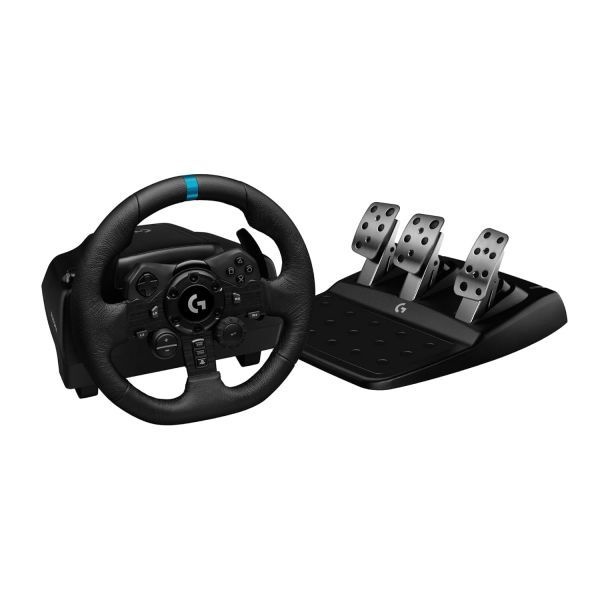 Logitech [해외] 로지텍 G923 레이싱 휠 페달 최대 1000Hz 트루포스 포스 피드백 반응성 뛰어난 주행 디자인 듀얼 클러치 런치 컨트롤