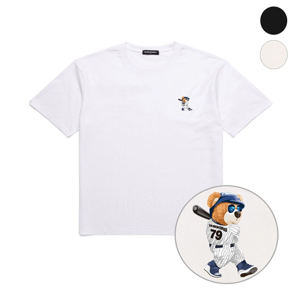 밴웍스 [패션플러스][밴웍스]MINI BASEBALL BAER 오버핏 반팔 티셔츠 (VNDTS217) 2칼라