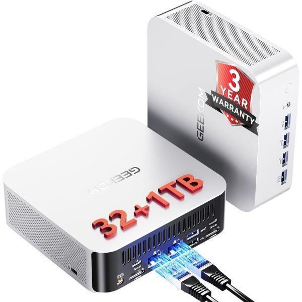 [해외] GEEKOM A8 Max 미니 PC AMD Ryzen 9 8945HS 8745HS로 업그레이드 32GB DDR5 1TB SSD 확장 가능 듀얼 2.5G LAN 탑재 게이밍 Windows 11 Pro U