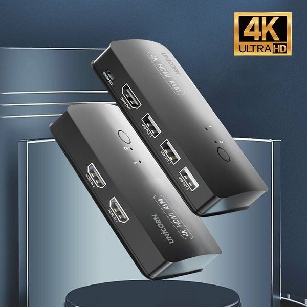 서진네트웍스 유니콘 4K 모니터 키보드 마우스 USB공유 KVM-200HV KVM스위치2:1HDMI케이블 포함 4165247