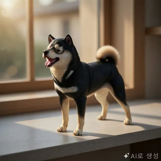 모형 장난감 강아지 시바견 블랙 아기동물피규어 강아지모형 촉감놀이