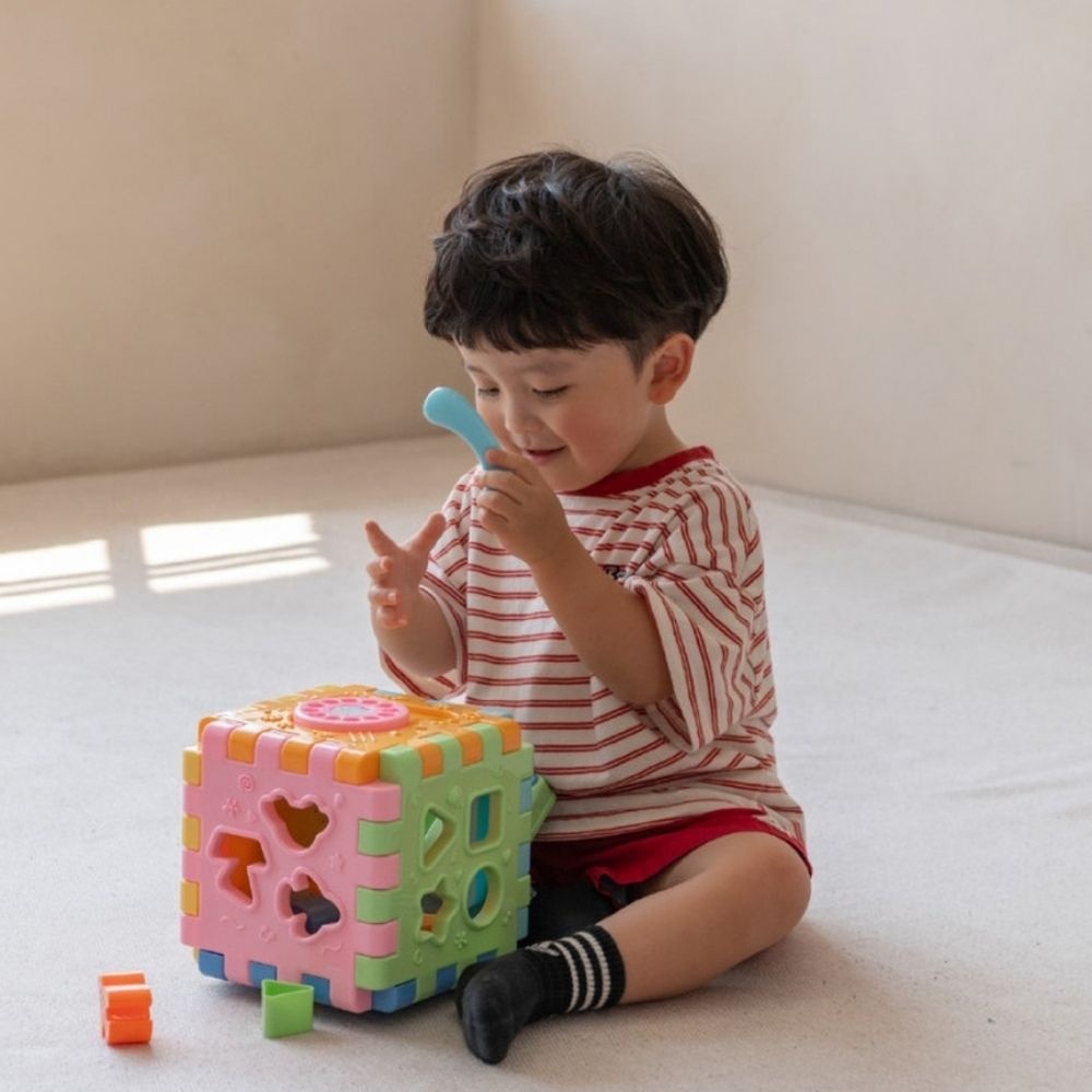 야야 베베에듀 감각큐브 도형놀이 도형맞추기 멜로디완구 유아완구 오감발달 영아장난감 아기장난감