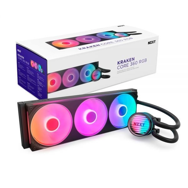 [해외] NZXT Kraken Core 360 RGB 일체형 CPU 수랭 쿨러 360mm 라디에이터 싱글 프레임 팬 AMD AM5 AM4 Intel LGA 1851 1700 1200 115X 소켓 호