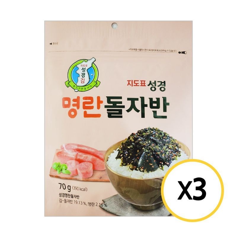 지도표성경김 성경김 명란 돌자반 70g x 3개