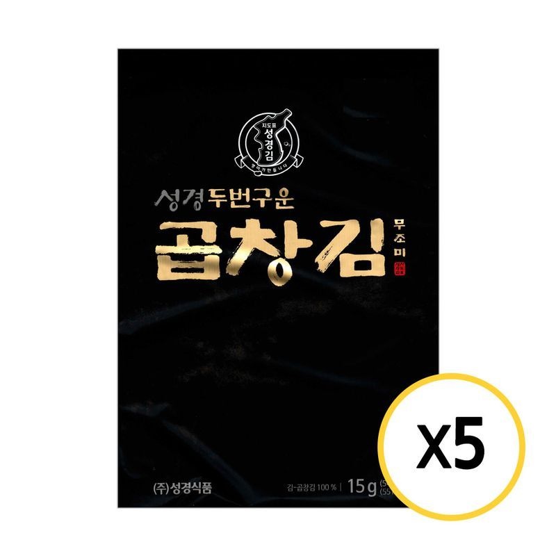 지도표성경김 성경김 두번구운 곱창돌김 15g x 5개