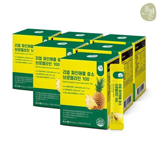 [100만 역가] 리얼 파인애플 효소 브로멜라인 100 30포 6박스(총 180포 6개월분)