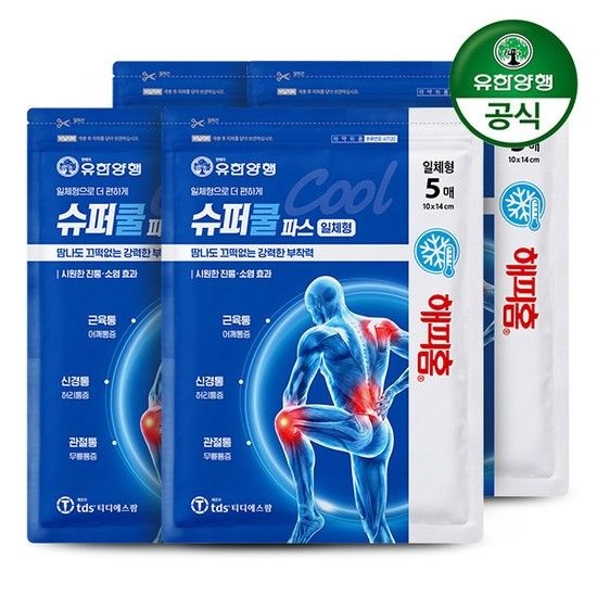 티디에스팜 [유한양행] 해피홈 일체형 슈퍼쿨파스(5매) 4개