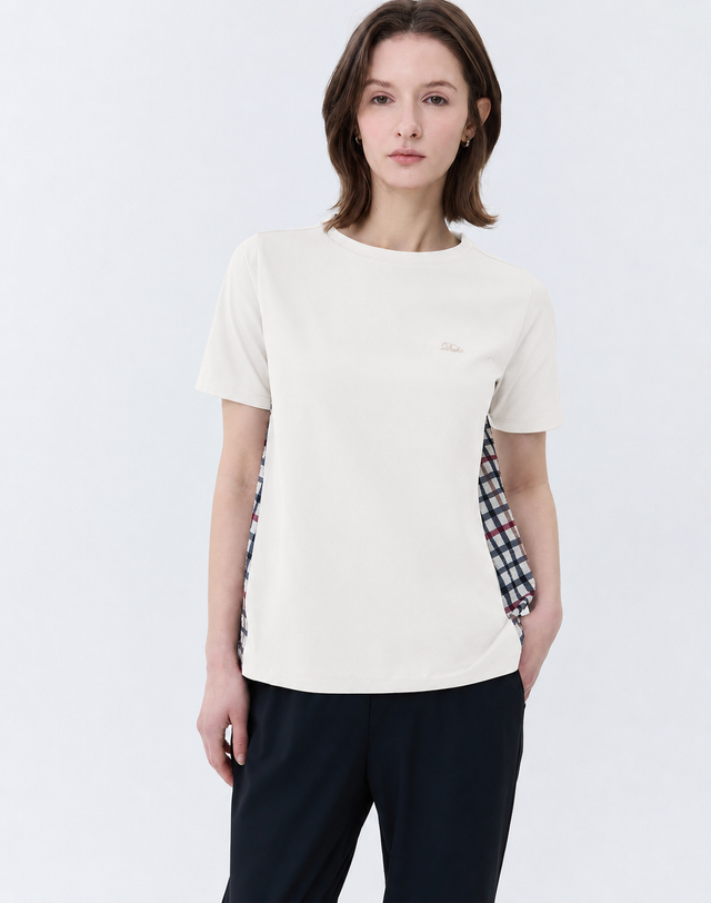 닥스 골프 [25SS] [스테디셀러] 멜란지 체크 백 반팔티셔츠 (BEIGE) WNTS5B905I1