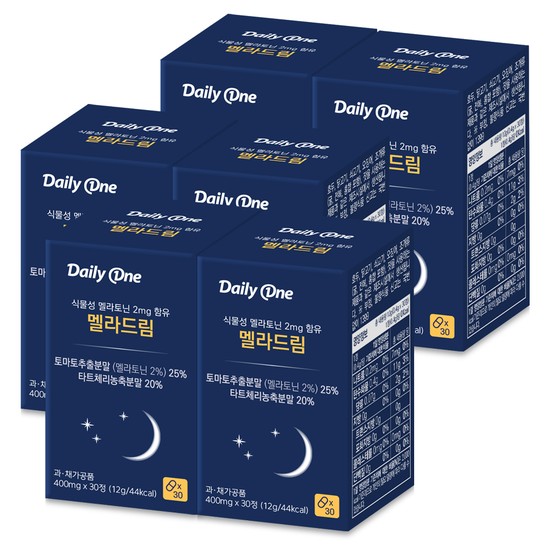 데일리원 식물성 멜라토닌 2mg 함유 멜라드림 400mg X 30정 6통