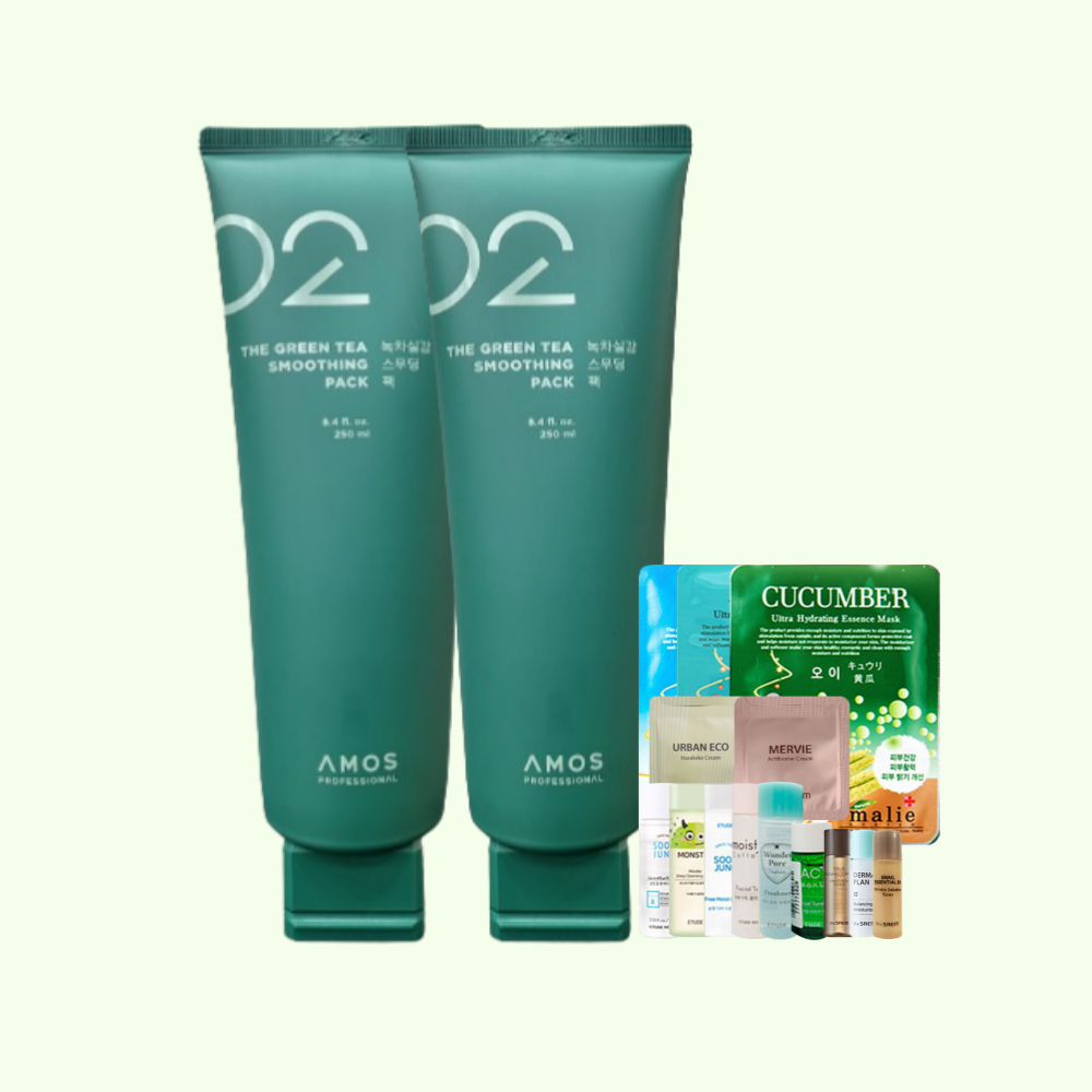 아모스 녹차실감 스무딩 팩 250ml 2개 new+랜덤팩