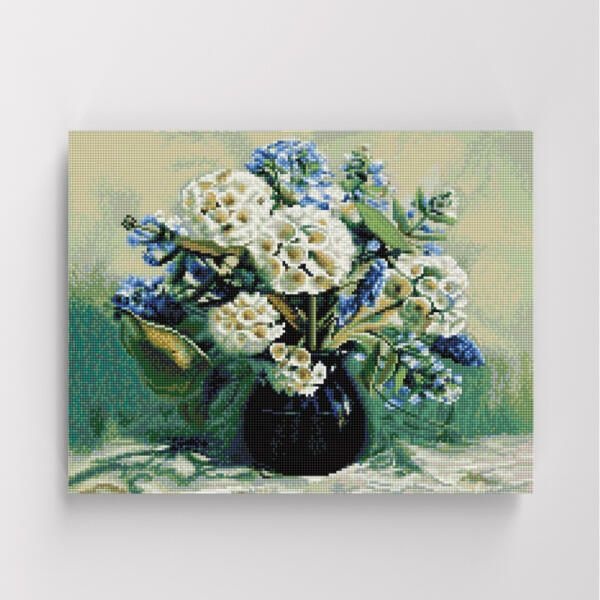 (현대Hmall) 아트박스/아이러브페인팅 DIY캔버스형 보석십자수 40x50cm 푸른 꽃향기 화병