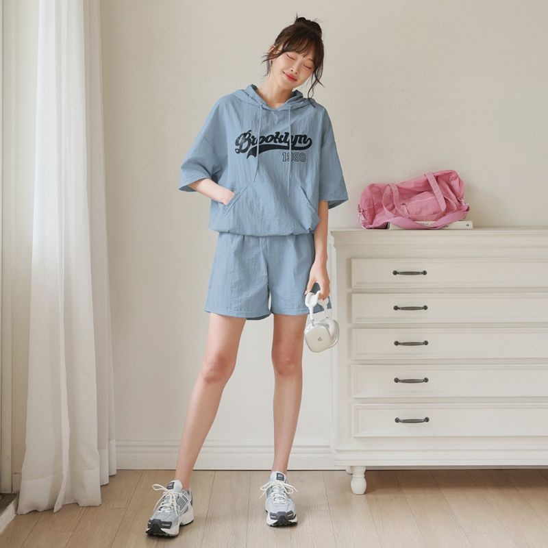 SET/브루클린 바스락 후드 스트링 4부 트레이닝세트