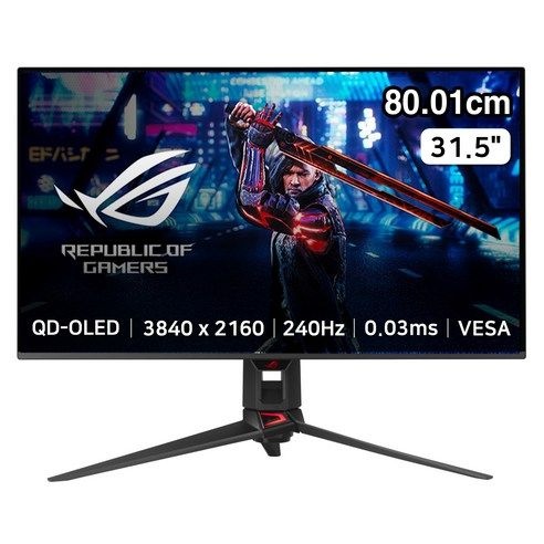 에이수스 4K UHD ROG SWIFT QD-OLED 240Hz 0.03ms 1000cd DCI-P3 99% 게이밍 모니터, 80.01cm, PG32UCDM3