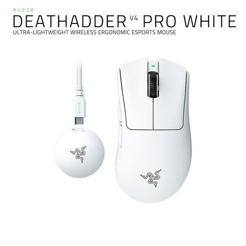 레이저 DeathAdder V4 Pro 무선마우스, RZ01-0533, 화이트
