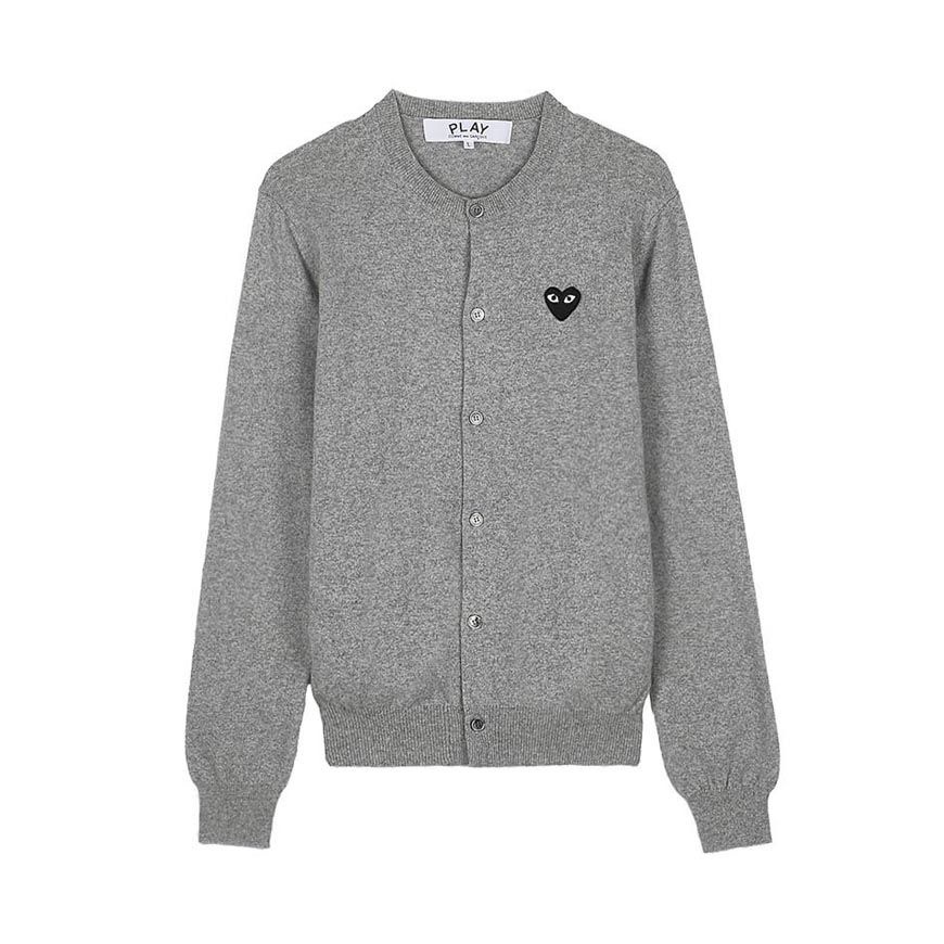 꼼데가르송 [라벨루쏘] SS26 공용 블랙하트 와펜 가디건 AZ N023 051 LIGHT GREY