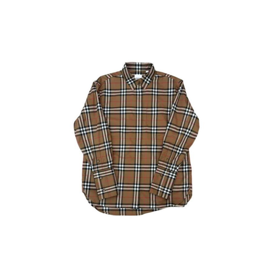 [해외] 버버리 BURBERRY 여성 아이베리 체크 코튼 셔츠 TAUPE BROWN 80843101 [관부가세포함]