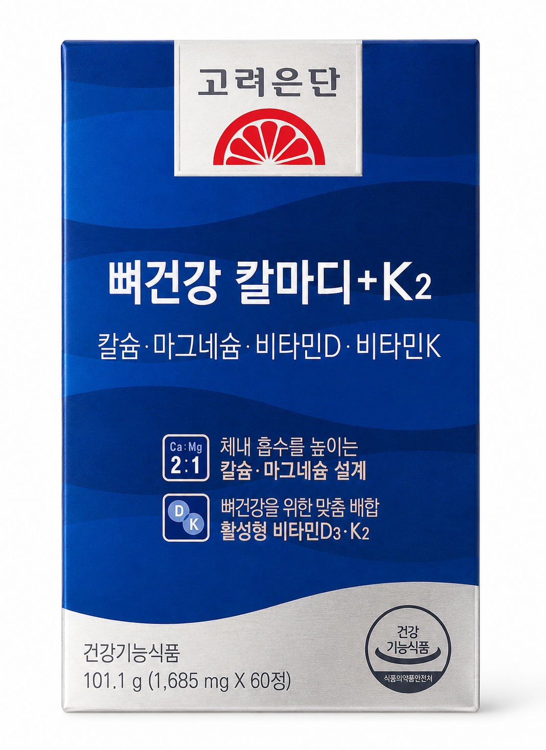 [온누리상품] 고려은단 뼈건강 칼마디+K2 칼슘·마그네슘·비타민D·비타민K 60정 X 1개 하루템