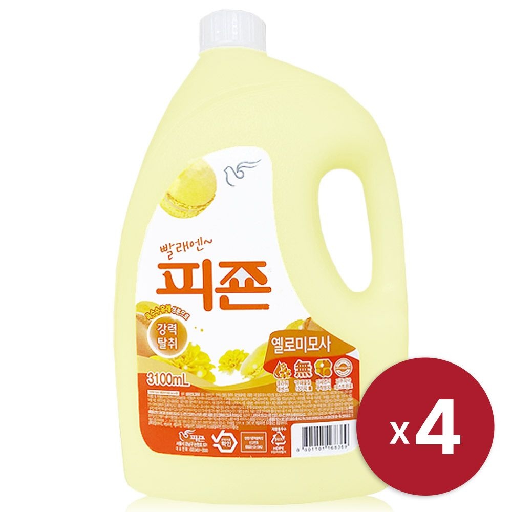 [온누리7%혜택][피죤] 피죤 옐로미모사 3.1L x 4 용기 강력탈취 섬유유연제