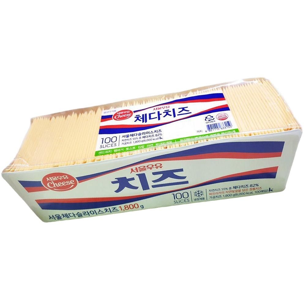 서울우유 서울 체다 슬라이스 치즈 18g 100장 홈베이킹
