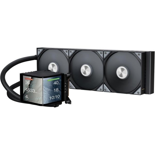 [해외] TRYX 트릭스 Panorama 360 360mm AIO 6.67'' AMOLED 곡면 스크린 3D 아나모픽 효과 맞춤형 쿨러 Asetek 대 V2 320W TDP 마그네틱 퍼