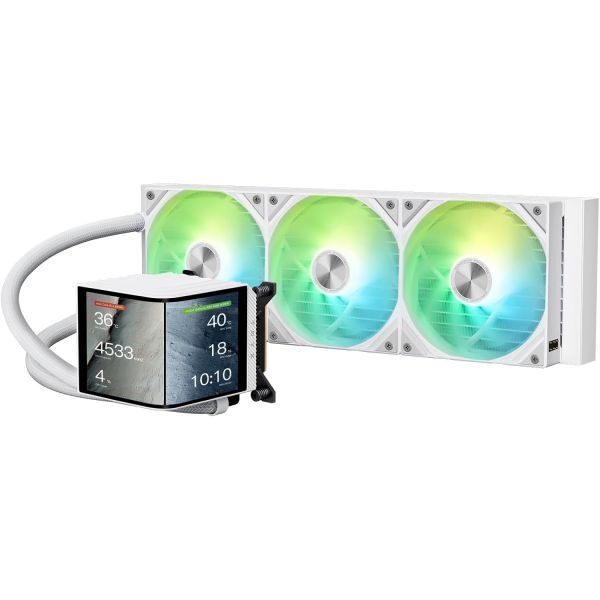 [해외] TRYX 트릭스 파노라마 360 ARGB 화이트 360mm 일체형 수랭 쿨러 6.67인치 AMOLED 곡면 스크린 3D 아나모픽 효과 맞춤형 Asete