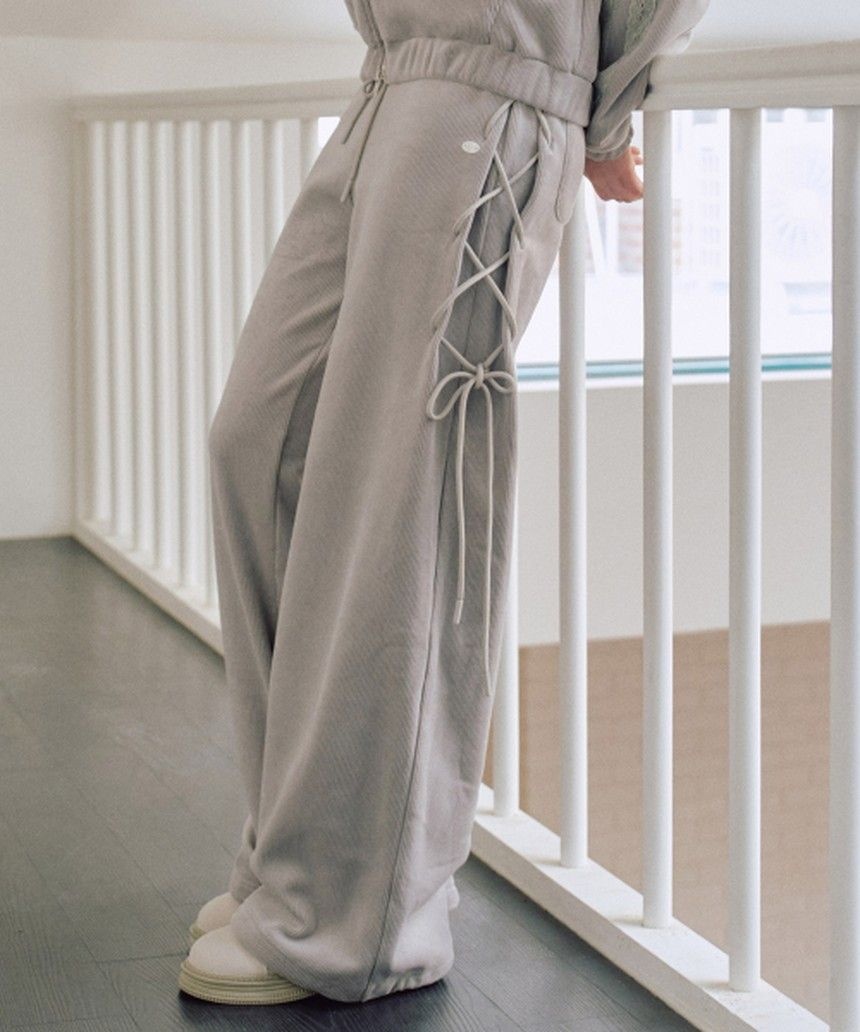 제로플래닛 제로플래닛 클로이 벨로아 레이스업 팬츠 LIGHT GREY 트레이닝/조거 팬츠 Z25FPT01LG