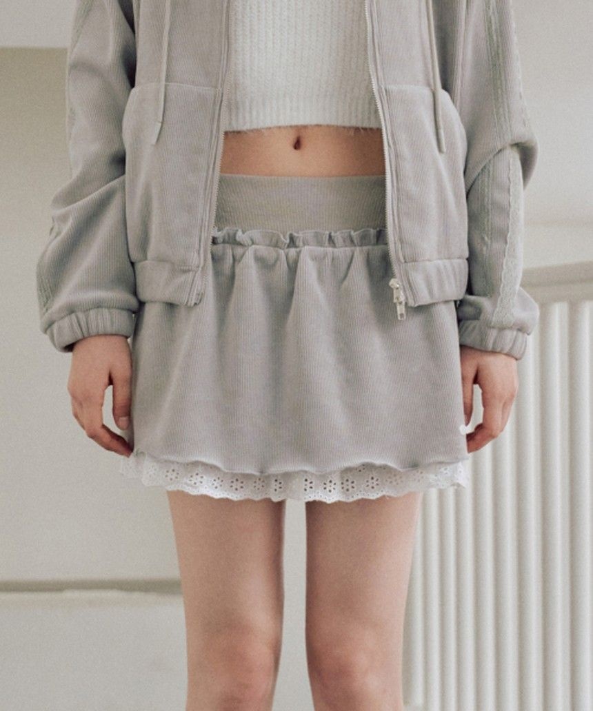 제로플래닛 제로플래닛 클로이 벨로아 스커트 팬츠 LIGHT GREY 미니스커트 Z25FSK01LG