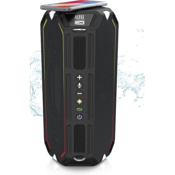 [해외] Altec Lansing HydraShock 휴대용 블루투스 스피커 Type-C 스테레오 충전식 풀 해변 하이킹 캠핑(블랙)