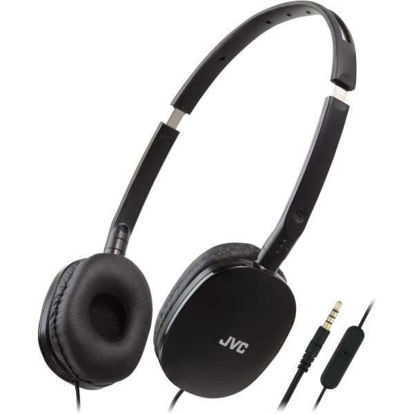 [해외] JVC HA-S160M-B 평평하게 접히는 컴팩트 헤드폰 글로시 트렌디 컬러 마이크 온/오프 스위치 재택근무 및 웨비나에 이