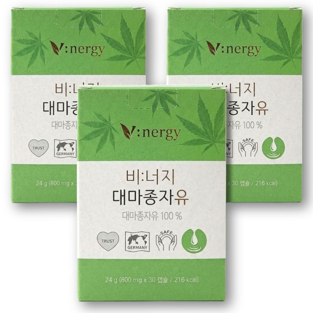 비너지 유기농 대마종자유 30캡슐x3박스 저온압착 햄프씨드오일 오메가3 오메가6 비율