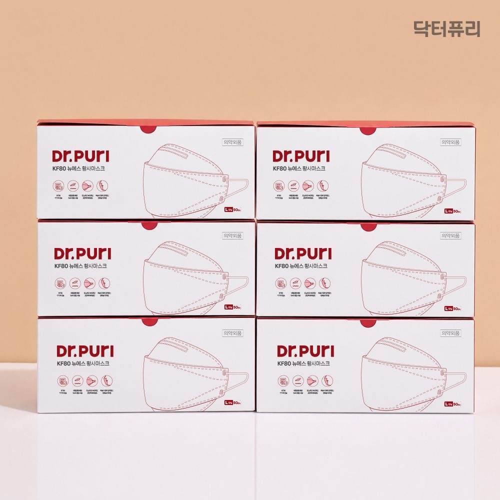 닥터퓨리 KF80 황사 미세먼지 마스크 대형 50매입 6개