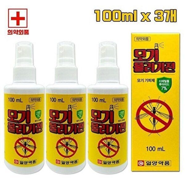 [셀러허브 생활리빙]일양약품 뿌리는 모기기피제 모기물리기전  100ml 3개(무향) dn (15689224)