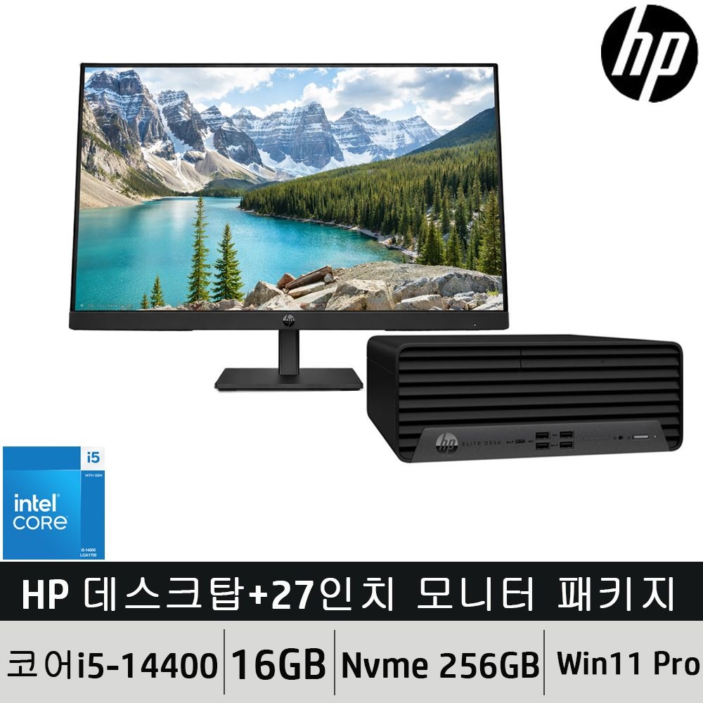 HP [27형 모니터 패키지] HP 엘리트 SFF 800 G9 코어i5-14400/16GB/Nvme 256GB/Win11 Pro + HP 327ph