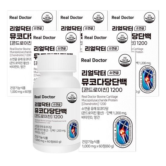 콘드로이친 1200 소연골 뮤코다당단백 관절 비타민D 뼈건강 60정 6개