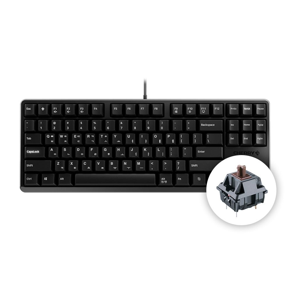 CHERRY 체리 G80-3000S TKL 기계식 키보드 사무용 게이밍 텐키리스 블랙, 갈축