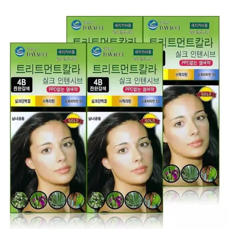 테온셀 다바찌 트리트먼트칼라 염색약 4B 진한갈색 x 4개