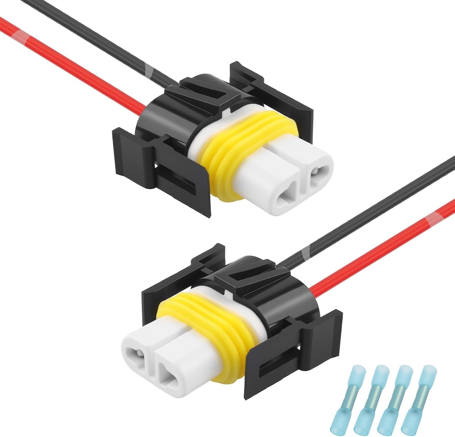 슬리브가 있는 2PCS H8 H11 커넥터, 방수 헤드라이트 커넥터 플러그 안개등 하네스 교체, 피그테일 안개등용