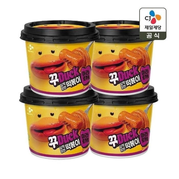 CJ 꾸덕 마라로제 납작당면 떡볶이 175g x4개