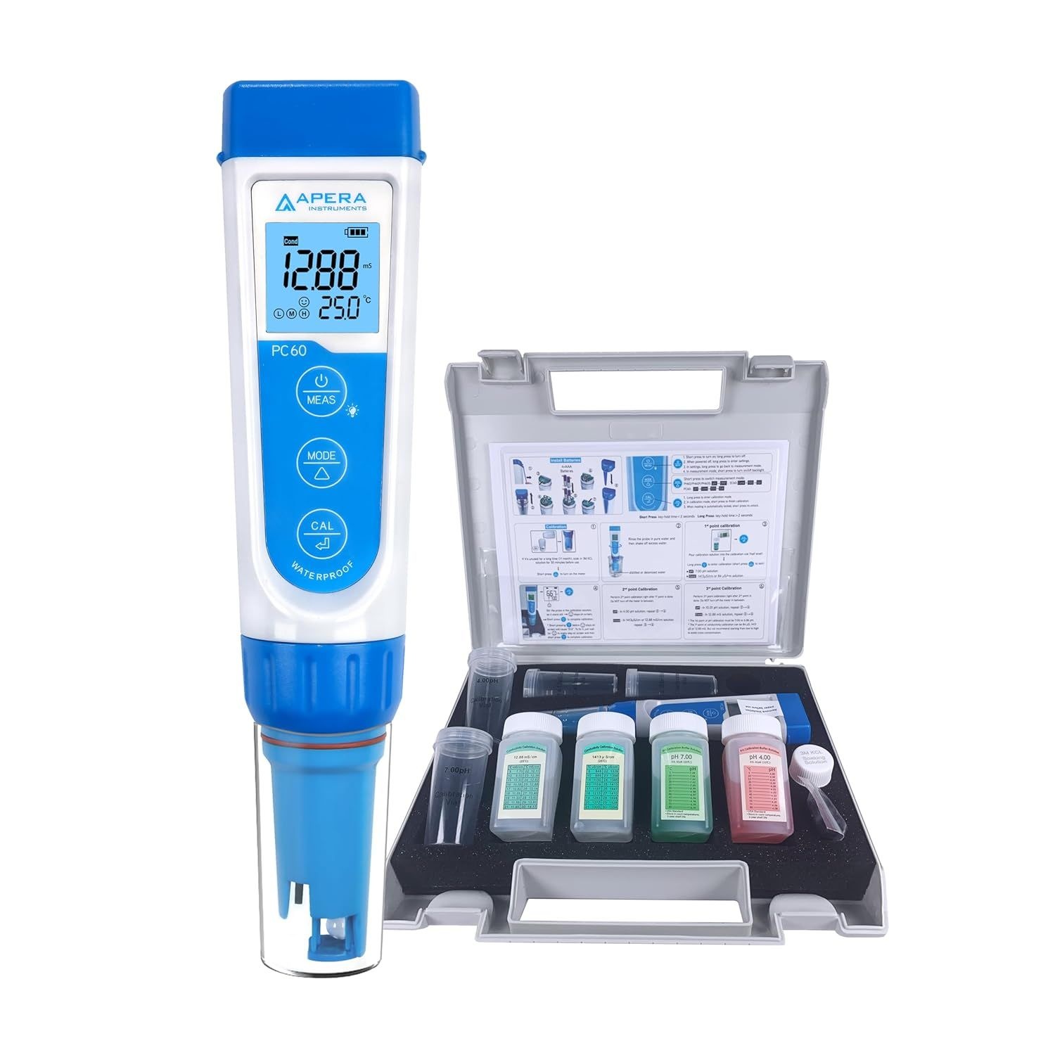 APERA 인스트루먼트 AI316 프리미엄 시리즈 PC60 5-in-1 방수 pH/EC(전도성) /TDS(ppm) / 염도(ppt) 온도. 멀티 파라미터 포켓