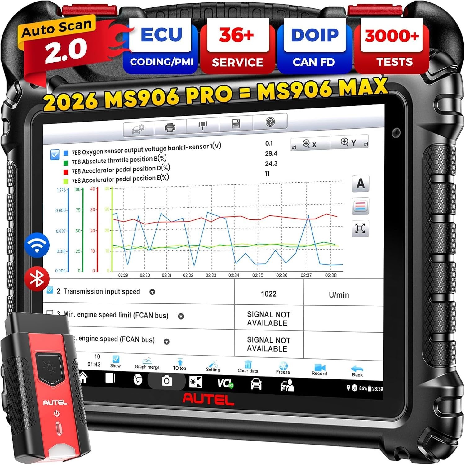 Autel 스캐너 MaxiSYS MS906 PRO, 2026 MS906PRO는 ECU C0딩이 포함된 MS906MAX, CAN FD DoIP, MP900BT MP900 MS906BT 엘리트 2의 V2.0, 양방향