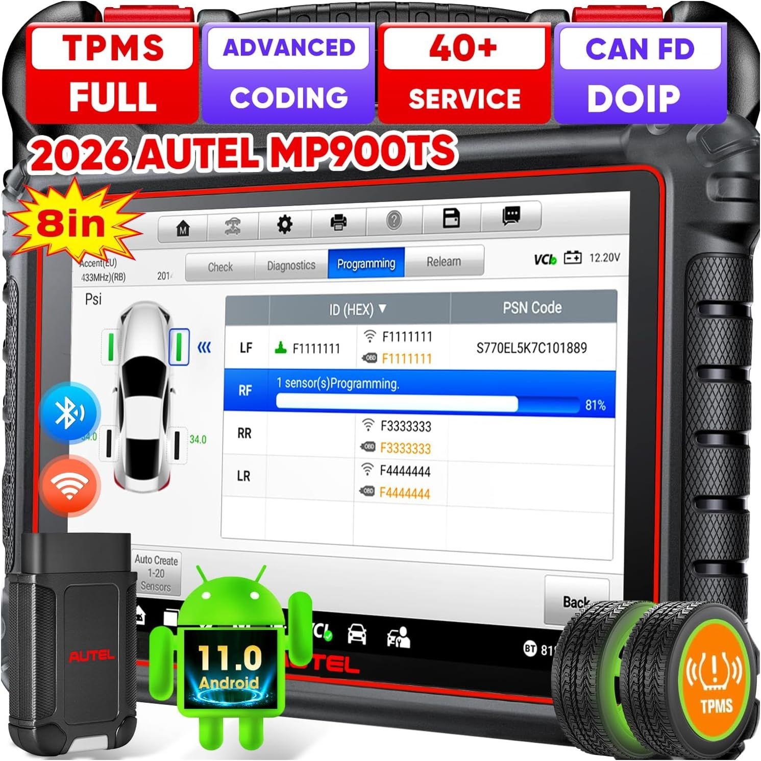 Autel MaxiPRO MP900TS 스캐너, 2026 8인치 MP900-TS, MaxiSYS MS906 PRO MS906TS MP900-BT MK900-TS, Pro-TS로서의 상위 TPMS, 차량 양방향