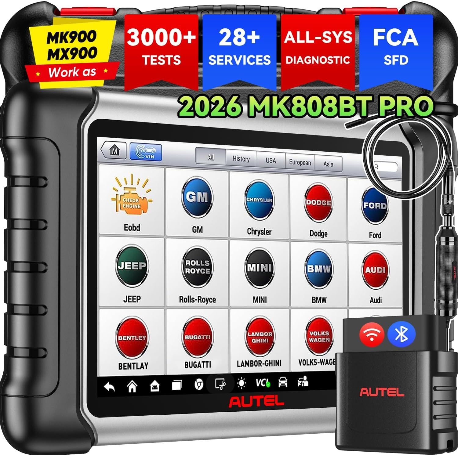 Autel 스캐너 MaxiCOM MK808BT PRO: MK808S MK808Z 양방향 진단 도구 2026 업그레이드, MK900 MK900BT 2.0 BT 버전, 3000 이상 활성