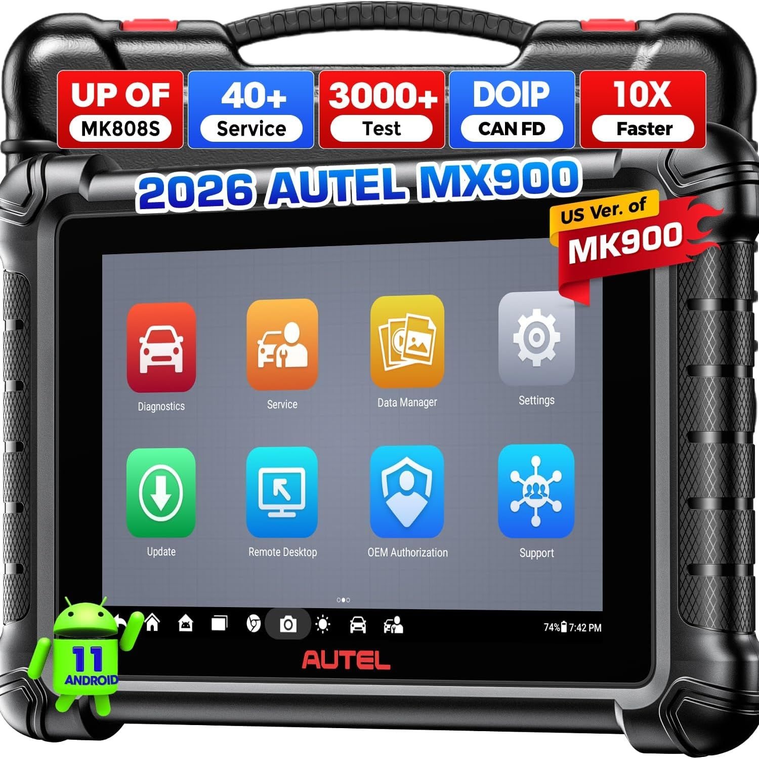 Autel 스캐너 MaxiCheck MX900, 2026 양방향 OBD2 진단 스캔 도구와 CAN FD DOIP, 8In US 버전의 MaxiCOM MK900BT V2.0 MK808S MK808BT MX808S,