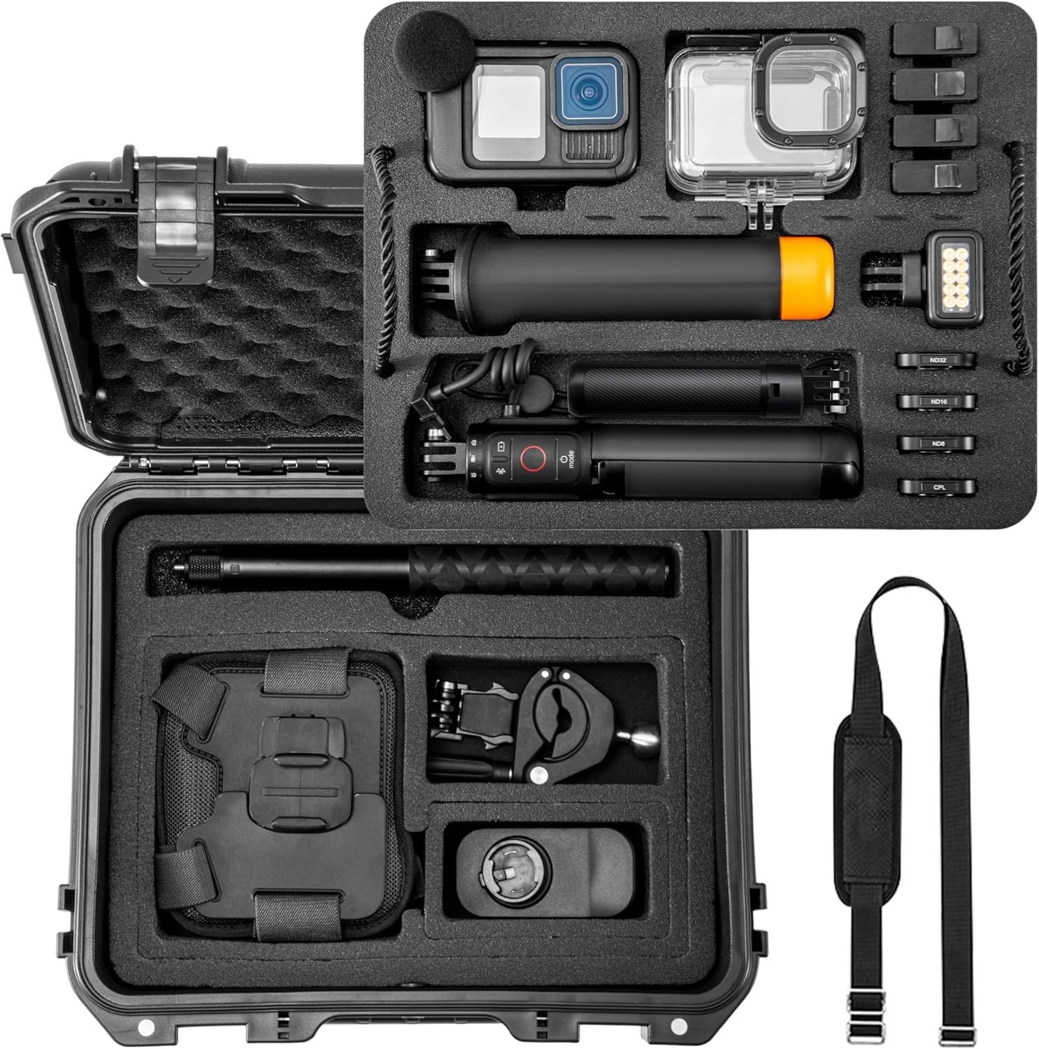 Gopro Hero용 정리 하드 케이스 13/12/11/10/9/8 크리에이터 에디션 무취 미디어 모드/볼타/가슴 마운트/액세서리 방수