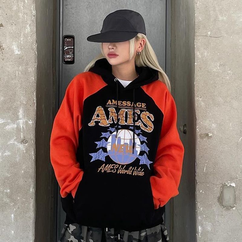 [매장정품] 아메스 월드와이드 VINTAGE WORLD GRAPHIC RAGLAN HOODIE BLACK(AM2EFUM402A) O1TG6T6 7NL3W83 2768686