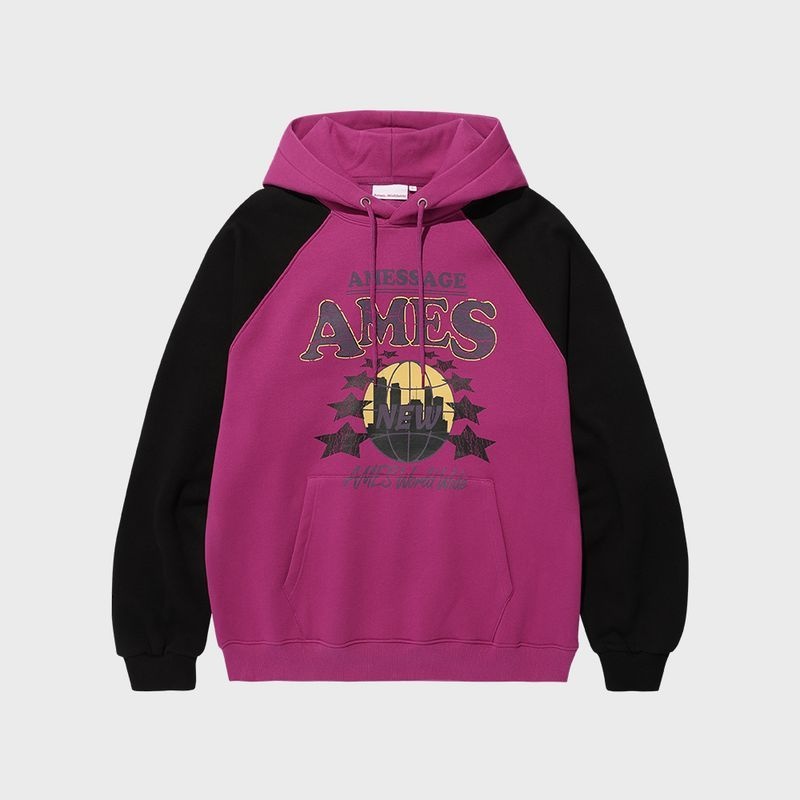 [매장정품] 아메스 월드와이드 VINTAGE WORLD GRAPHIC RAGLAN HOODIE PINK(AM2EFUM402A) S9KRCVT XT7PHAQ 2768685