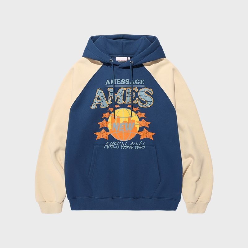 [매장정품] 아메스 월드와이드 VINTAGE WORLD GRAPHIC RAGLAN HOODIE NAVY(AM2EFUM402A) B3K5QI7 H7RUSND 2768684
